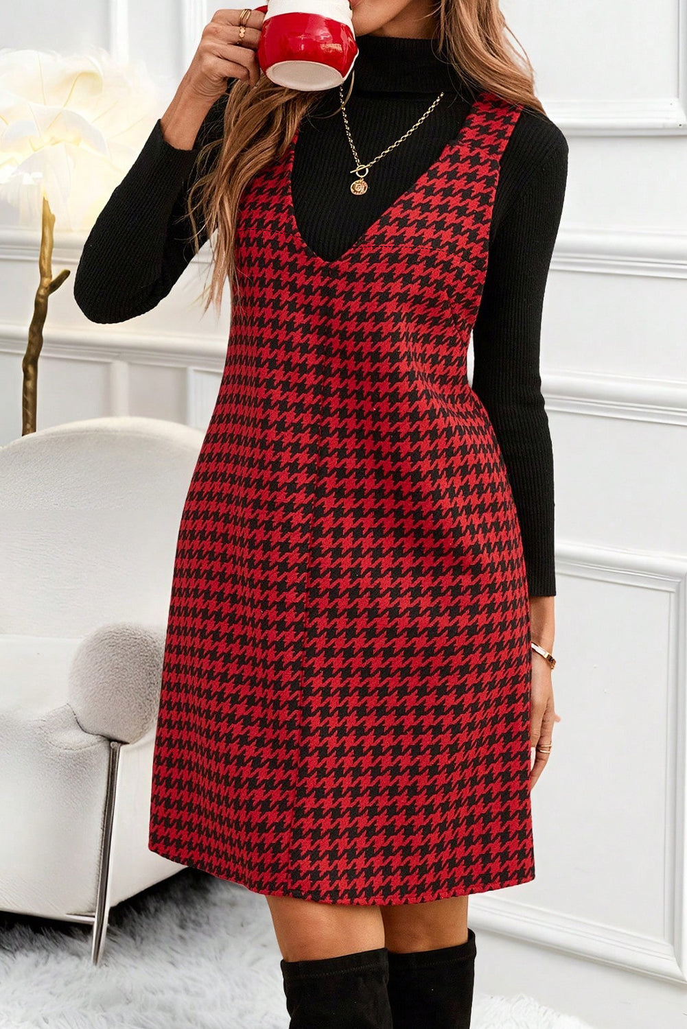 Classic Charm Houndstooth Shift Dress