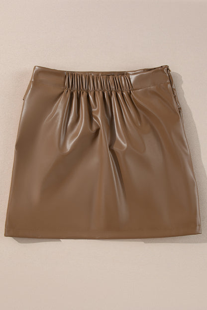 Bowknot Leather Mini Skirt