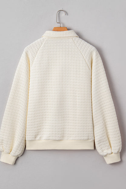 Waffle Knit Collar Pullover