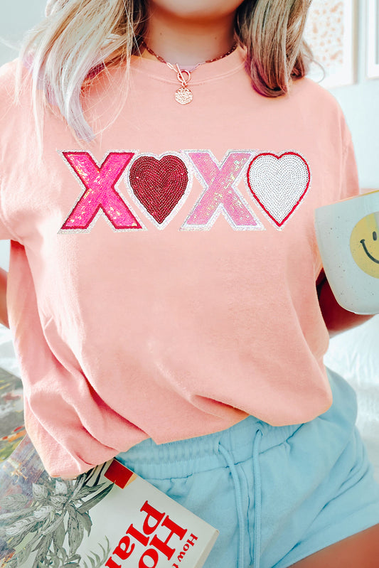 Pink XOXO Sequin Tee