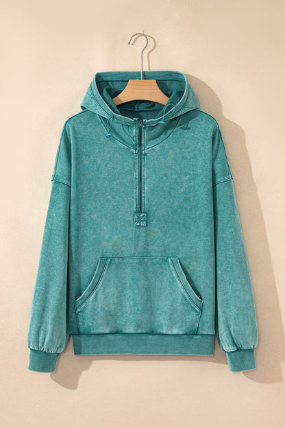 Onyx Mineral Wash Half-Zip Hoodie