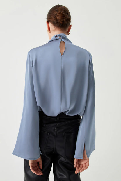 Blue Mist Draped Blouse
