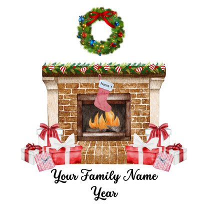 Family Fireplace Christmas Ornament