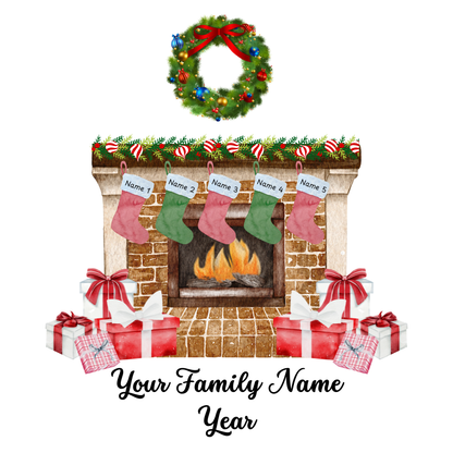Family Fireplace Christmas Ornament
