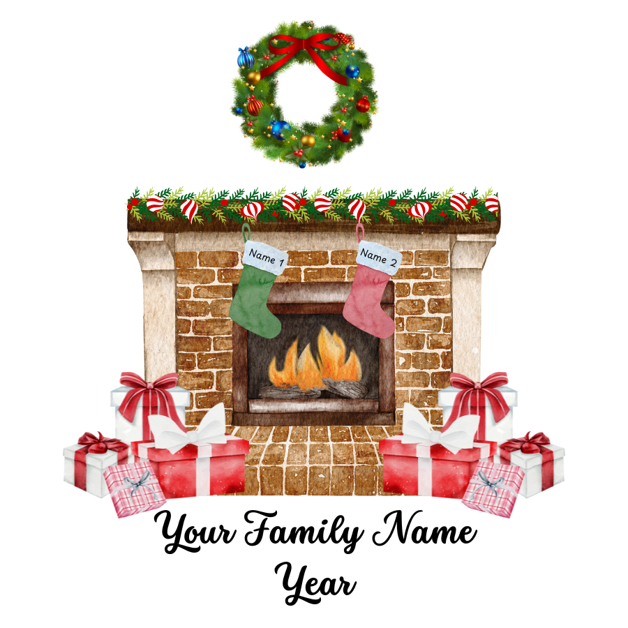 Family Fireplace Christmas Ornament