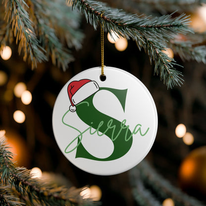 Santa Hat Initial Christmas Ornament