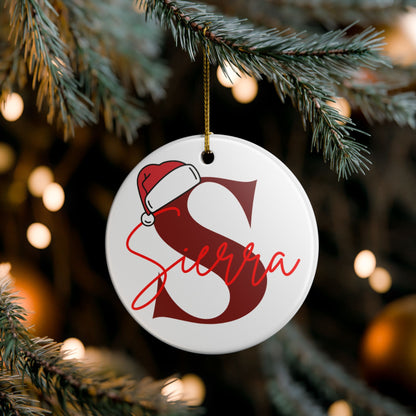 Santa Hat Initial Christmas Ornament