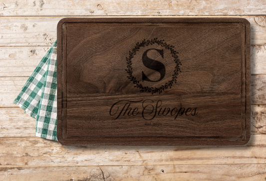 Laurel Monogram Personalized Cutting Board