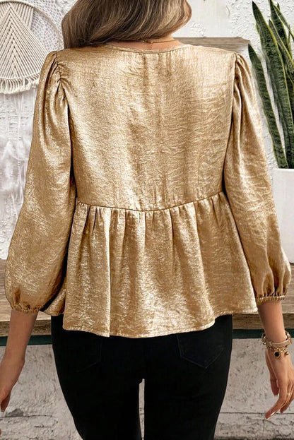 Golden Grace Tie Blouse