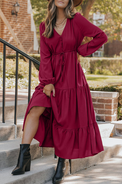 Cranberry Grace Tiered Maxi Dress