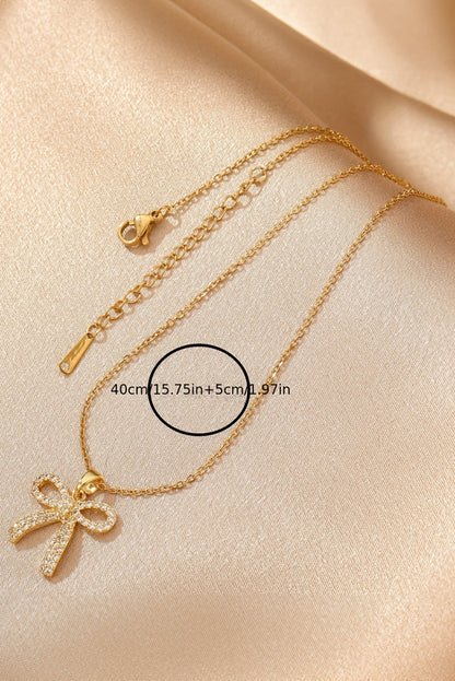 Golden Glimmer Bow Necklace