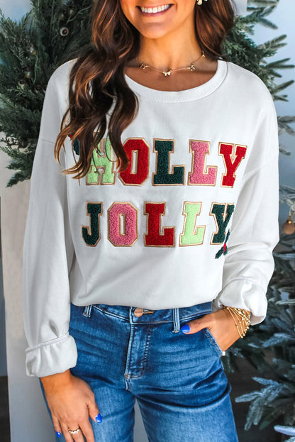 Holly Jolly Embroidered Sweatshirt
