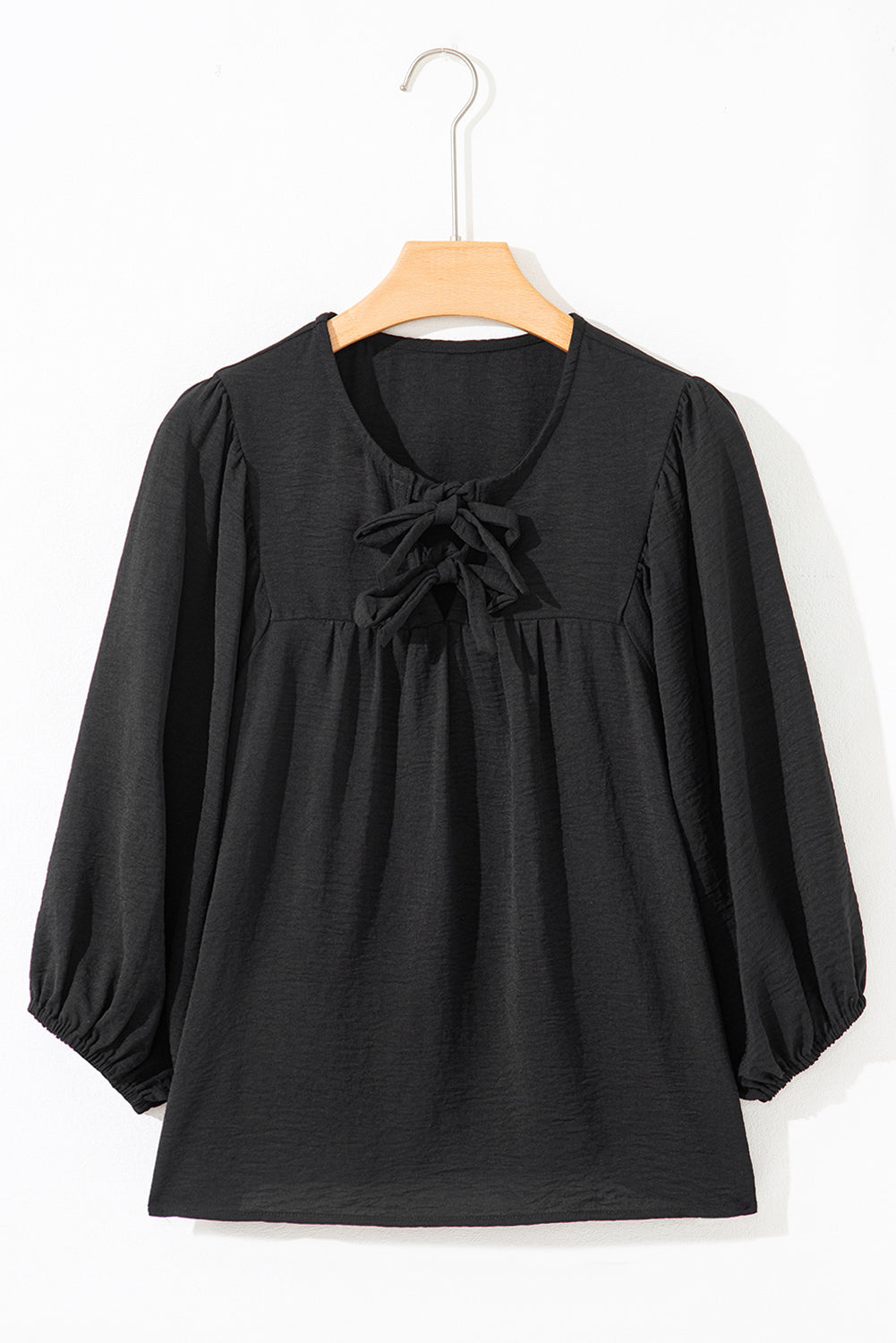 Classic Bow Split-Neck Blouse