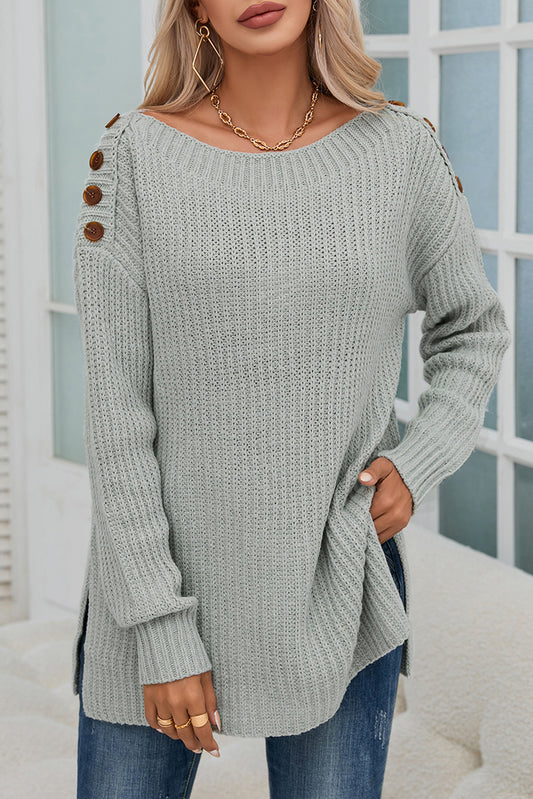 Button Shoulder Sweater