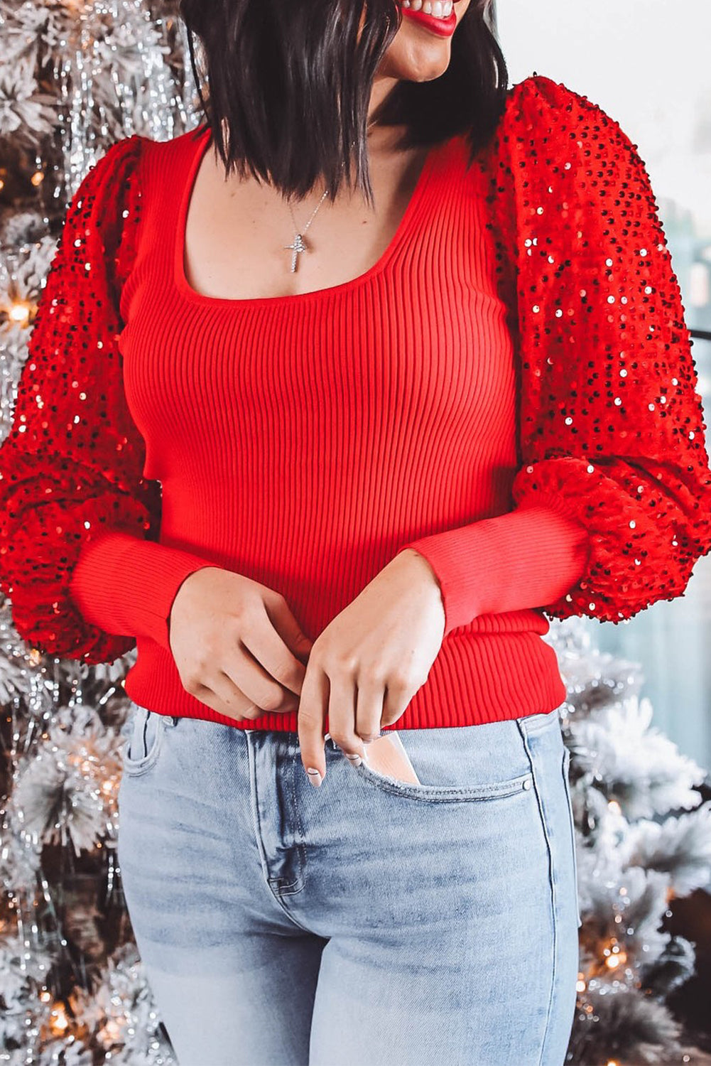Scarlet Sparkle Statement Sweater