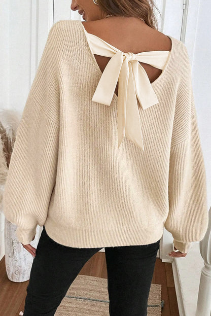 Ribbon Kiss Backless Sweater