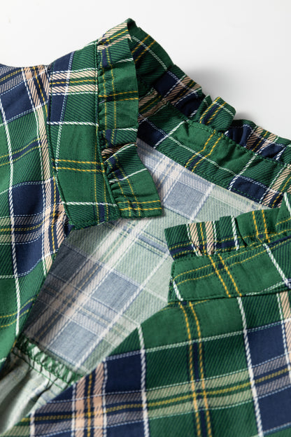 Evergreen Plaid Tiered Mini Dress