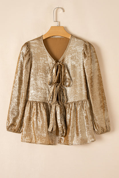 Golden Grace Tie Blouse