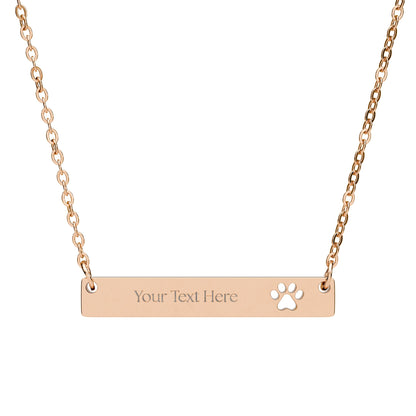 Paw Print Bar Engraved Necklace