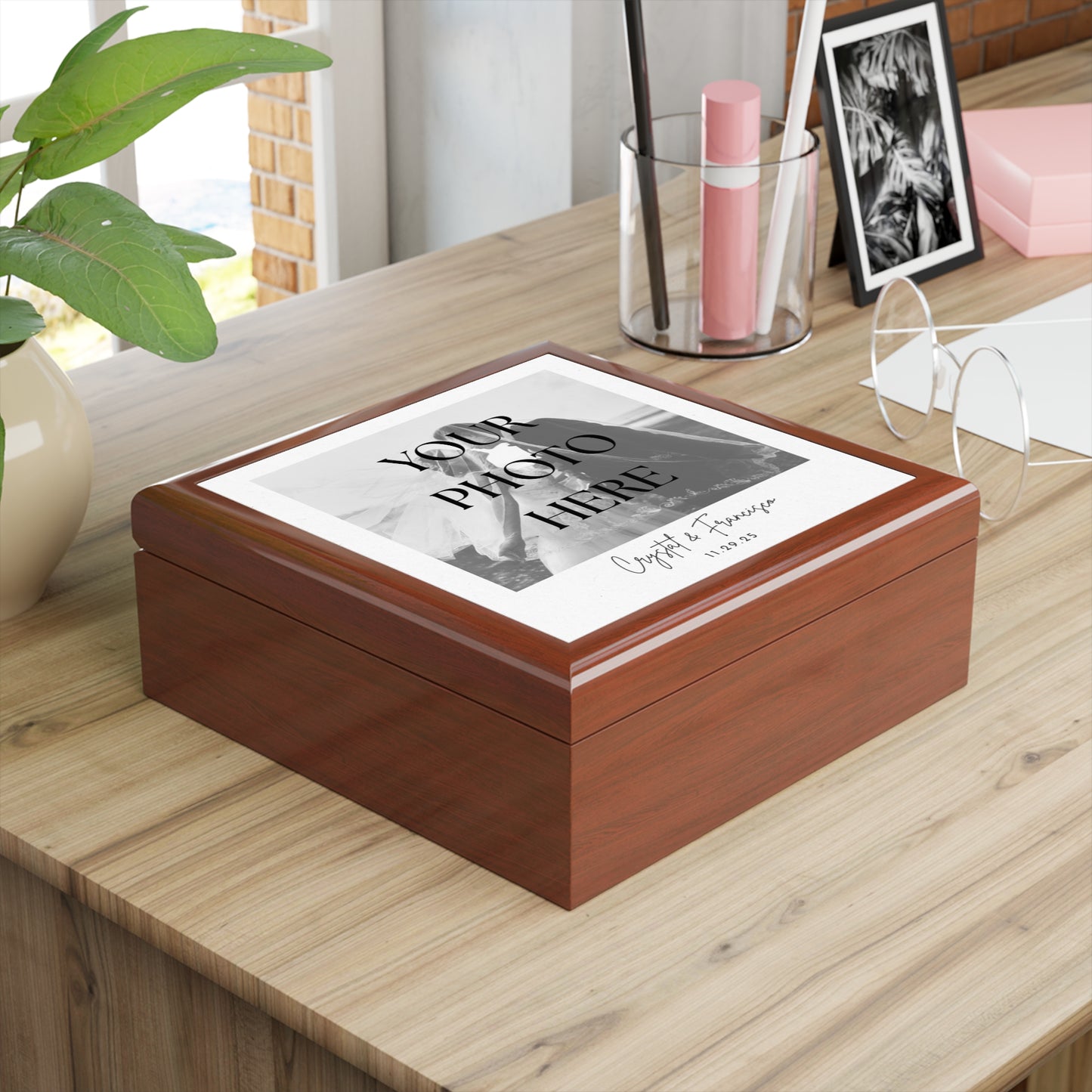 Elegant Photo Message Keepsake Jewelry Box