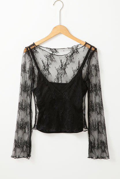 Sheer Lace Long Sleeve Top