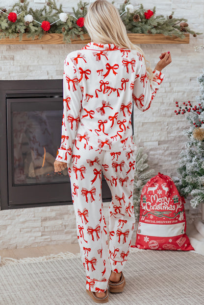 Holiday Bow Satin Pajama Set