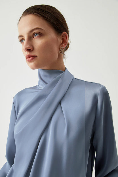 Blue Mist Draped Blouse