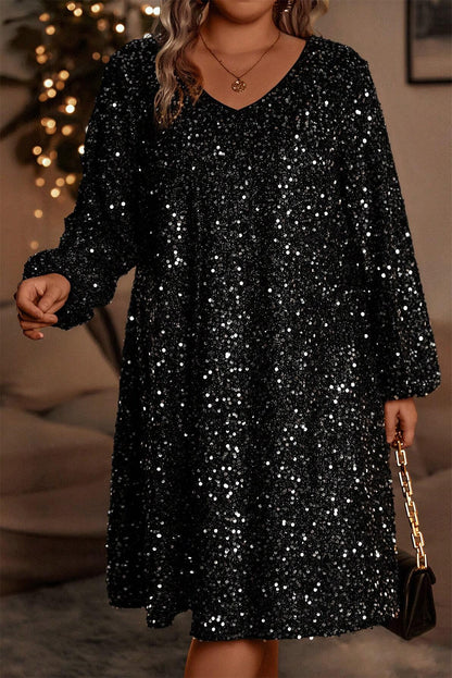 Midnight Sparkle Plus Size Sequin Dress