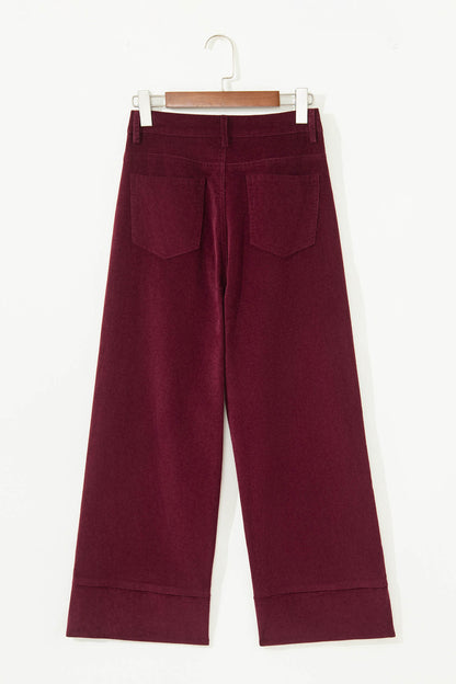 Burgundy Belle Corduroy Wide-Leg Pants