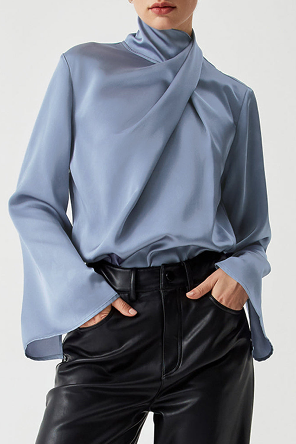 Blue Mist Draped Blouse