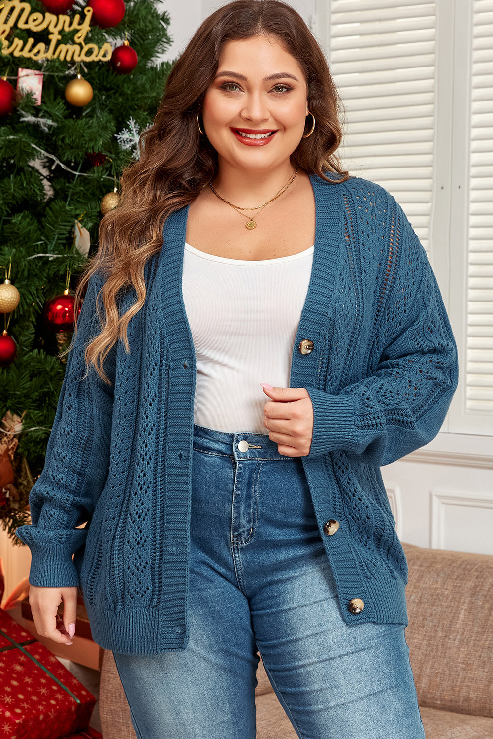 Plus Coastal Breeze Knit Cardigan