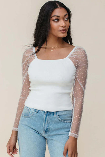 Dreamy Swiss Dot Mesh Top