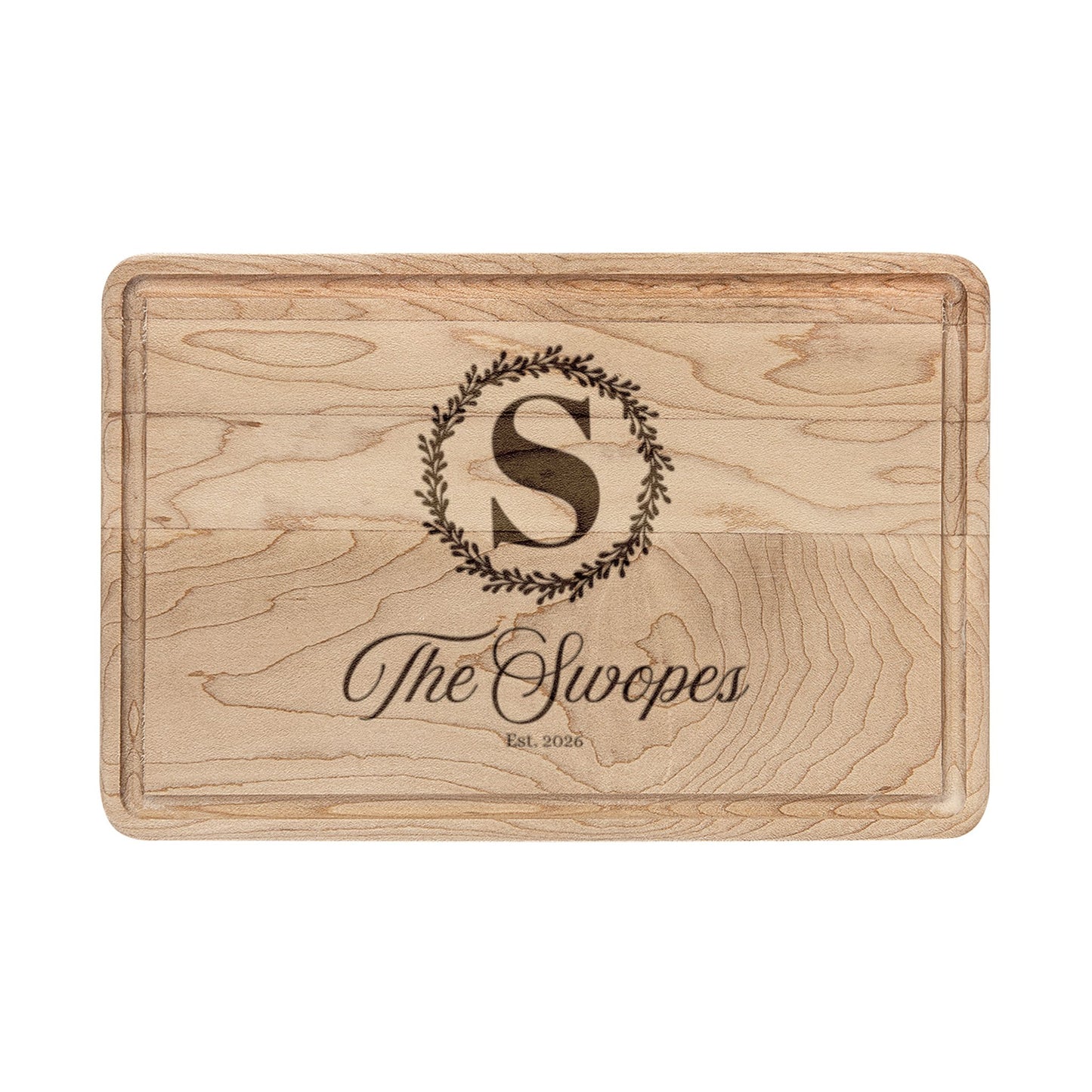 Laurel Monogram Personalized Cutting Board