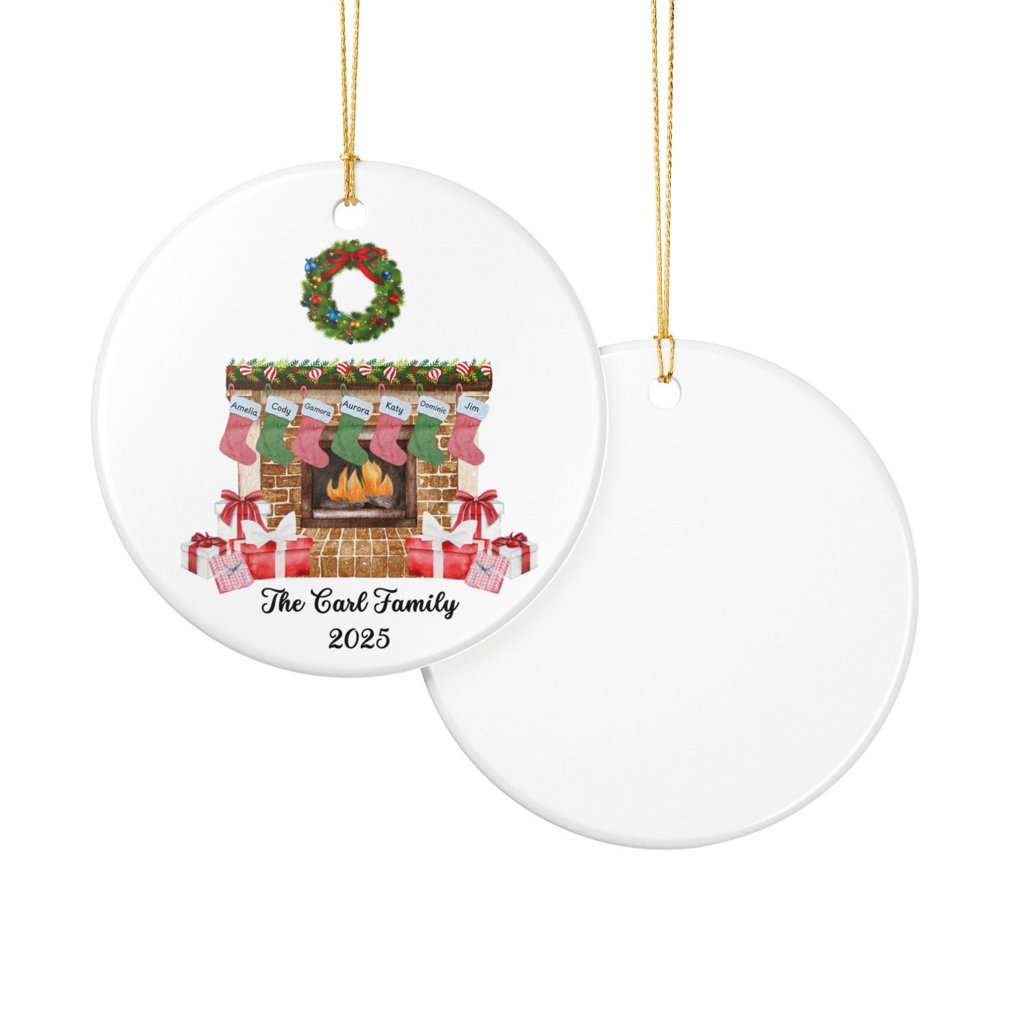 Family Fireplace Christmas Ornament