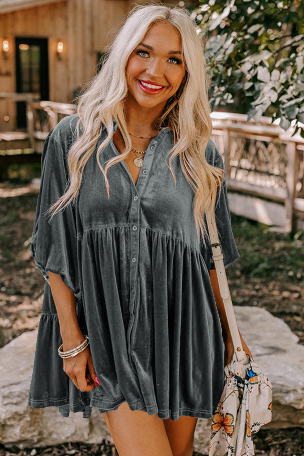 Velvet Babydoll Tunic