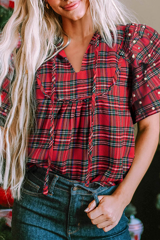 Holiday Charm Plaid Blouse