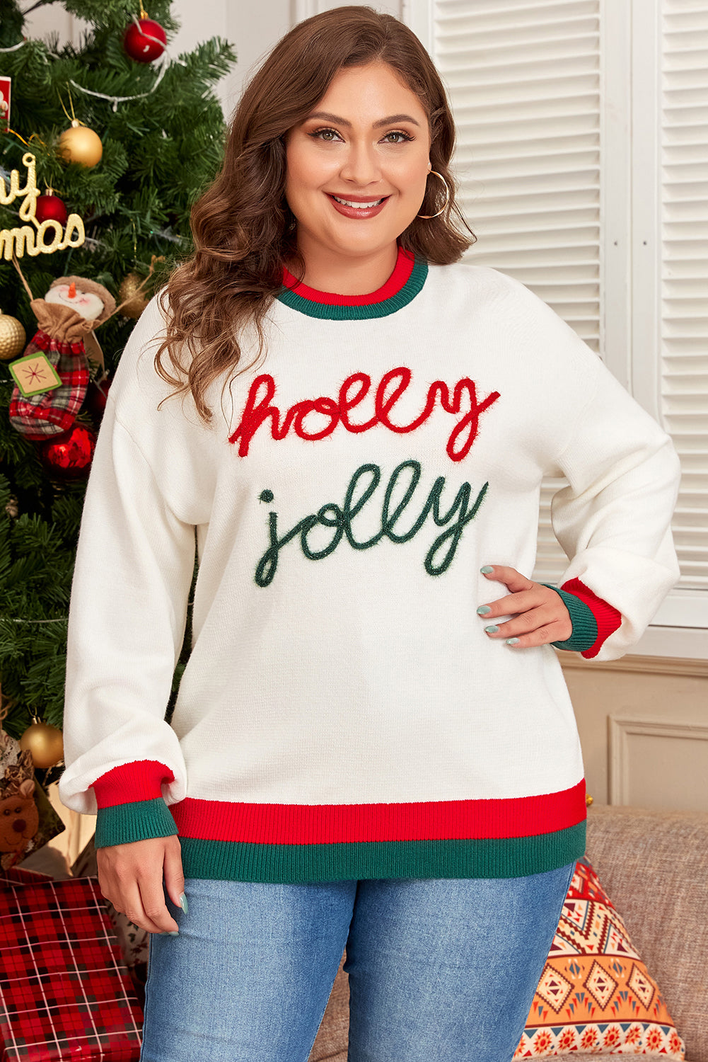 Plus Holly Jolly Colorblock Sweater
