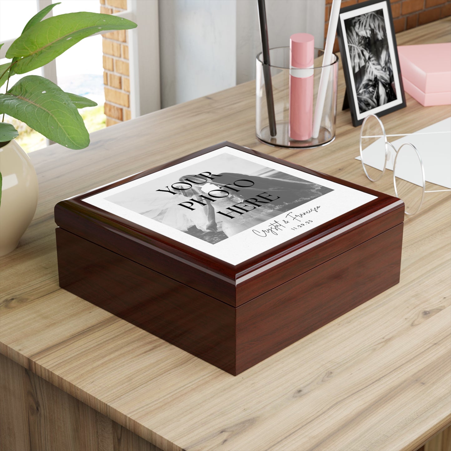 Elegant Photo Message Keepsake Jewelry Box