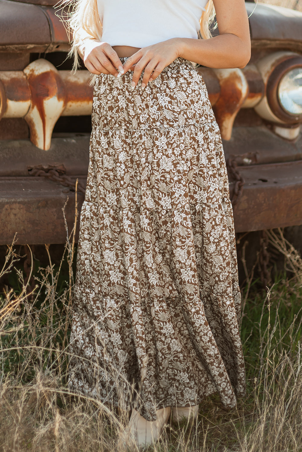 Western Floral Maxi Skirt