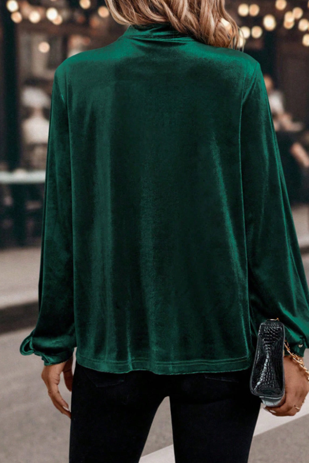 Emerald Allure Velvet Blouse