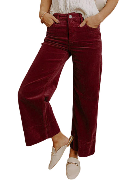 Burgundy Belle Corduroy Wide-Leg Pants