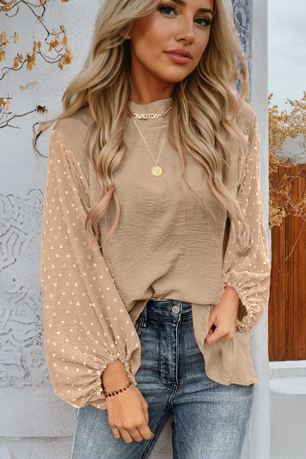 Whispered Dots Long Sleeve Blouse