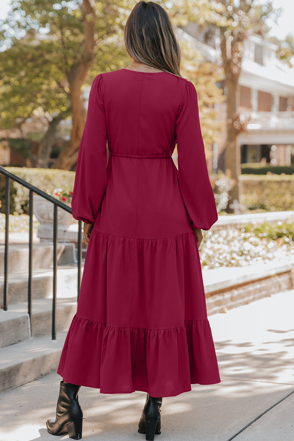 Cranberry Grace Tiered Maxi Dress