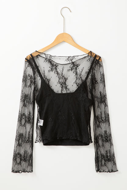 Sheer Lace Long Sleeve Top