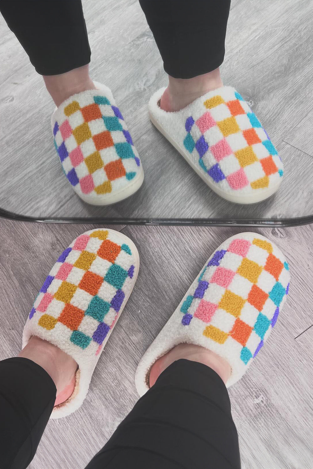 Colored Checkered Slippers