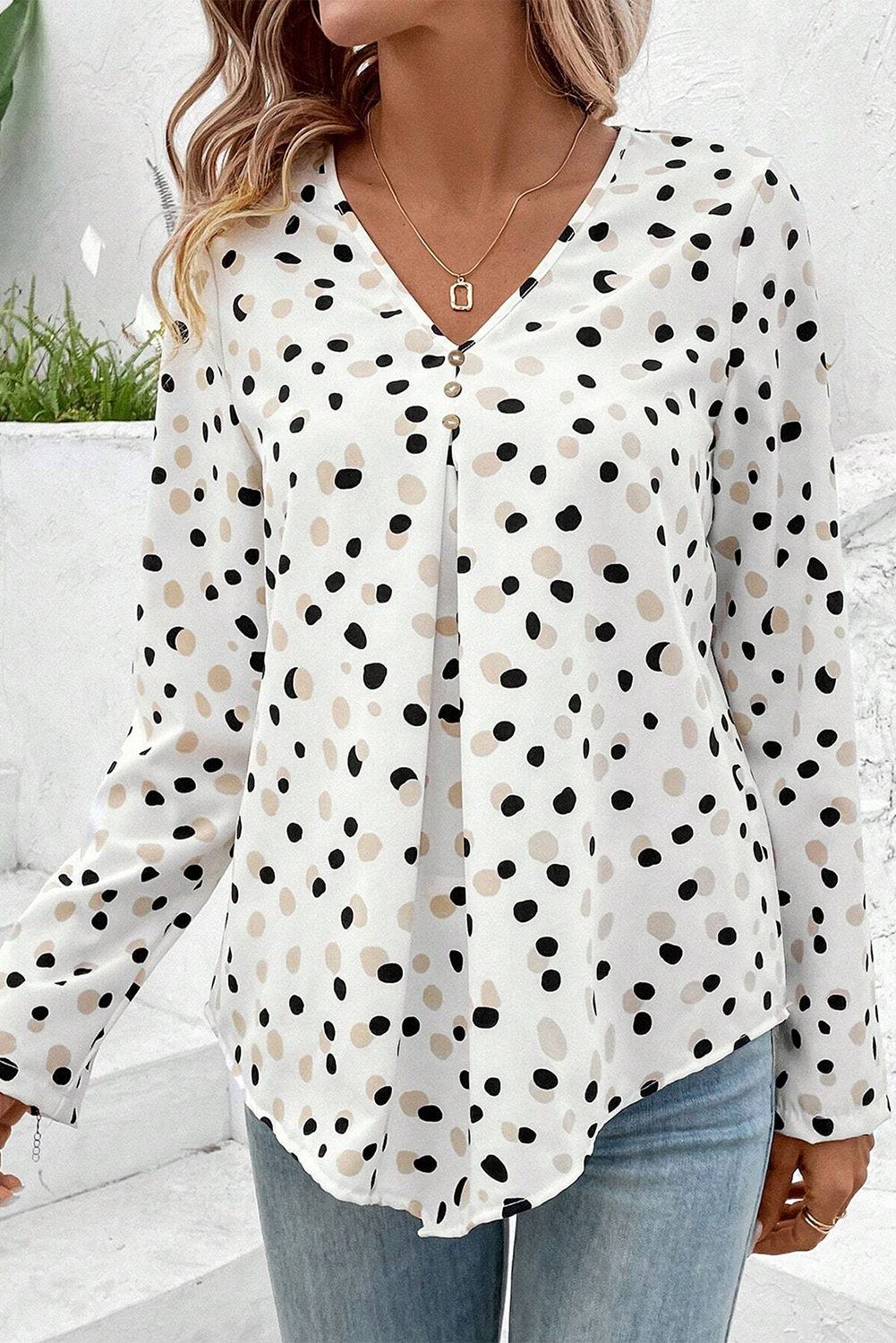 Playful Dots Long Sleeve Blouse