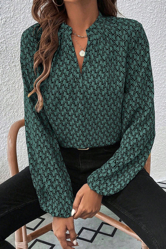 Geo Chic Long Sleeve Blouse