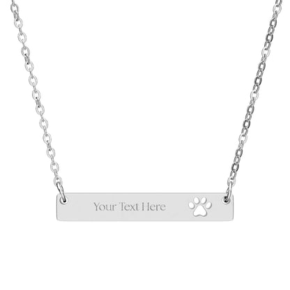 Paw Print Bar Engraved Necklace