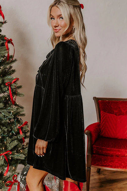 Midnight Velvet Bow Dress