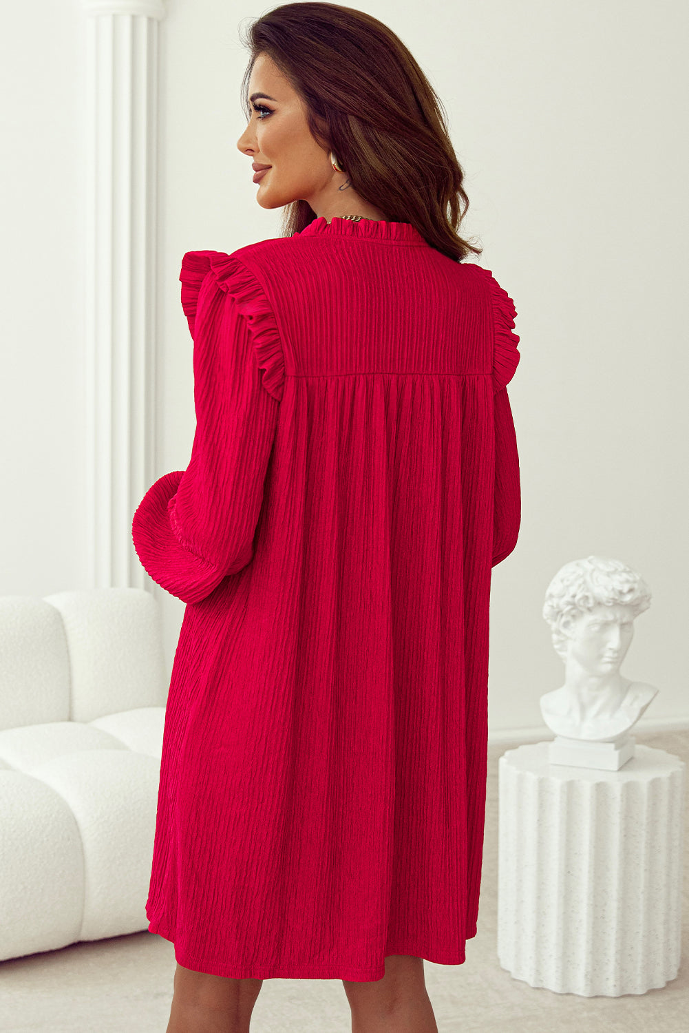Radiant Ruffle Ribbed Dress